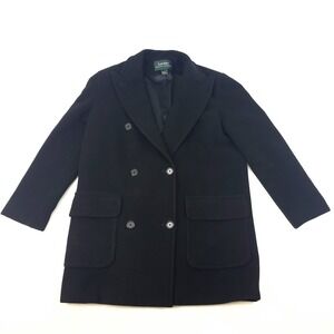 Larun Ralph Lauren Women's Sz 4 Virgin Wool Black Coat Trench